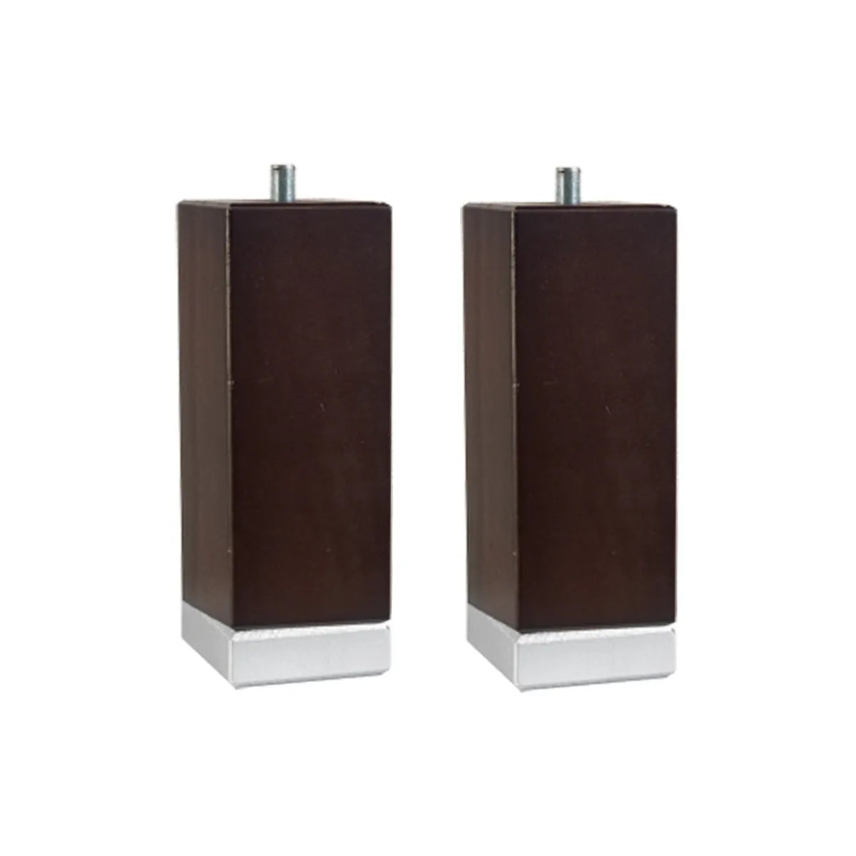 Juego de 2 patas color wengue de madera cuadrada para base tapizada | 10 cm
